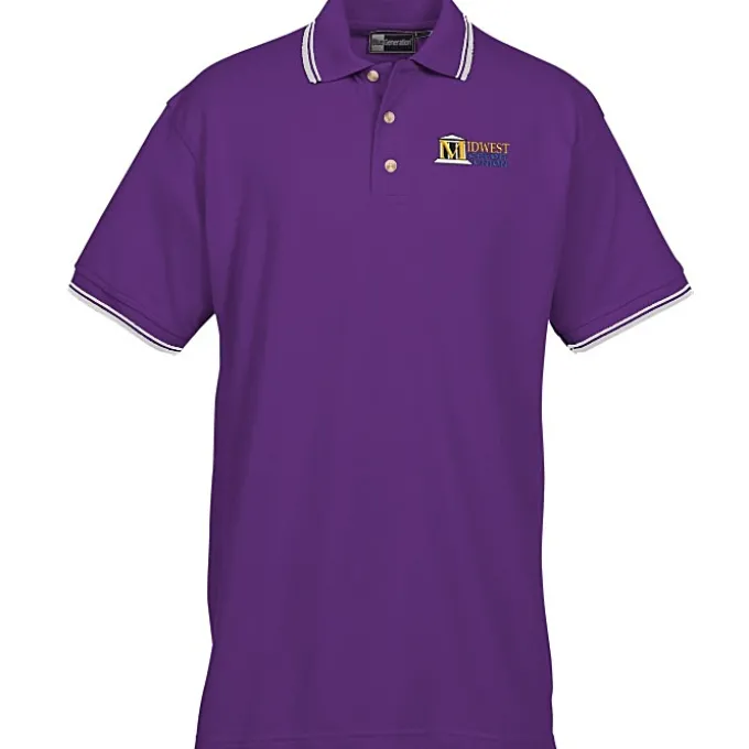 Stain Release Tipped Pique Polo - Men's