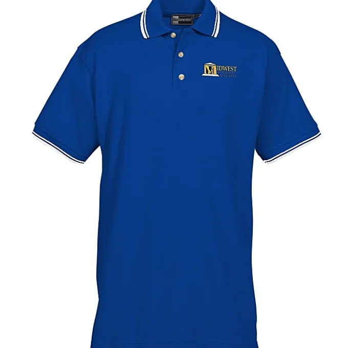 Stain Release Tipped Pique Polo - Men's
