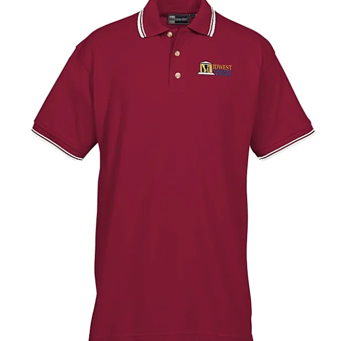 Stain Release Tipped Pique Polo - Men's