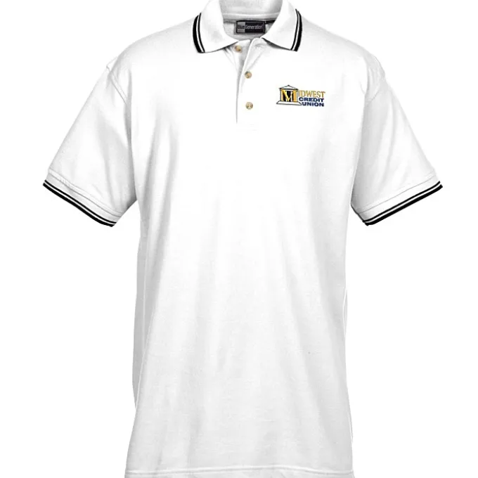 Stain Release Tipped Pique Polo - Men's