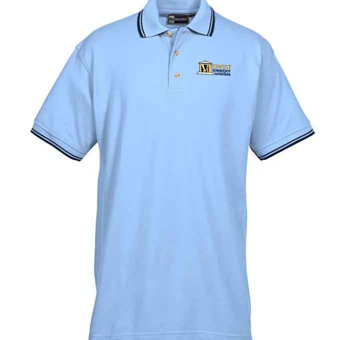 Stain Release Tipped Pique Polo - Men's