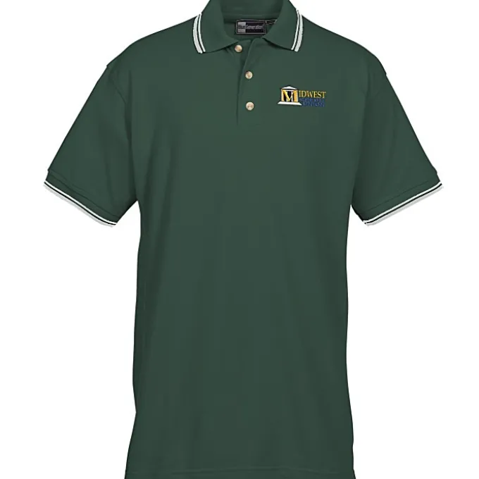 Stain Release Tipped Pique Polo - Men's