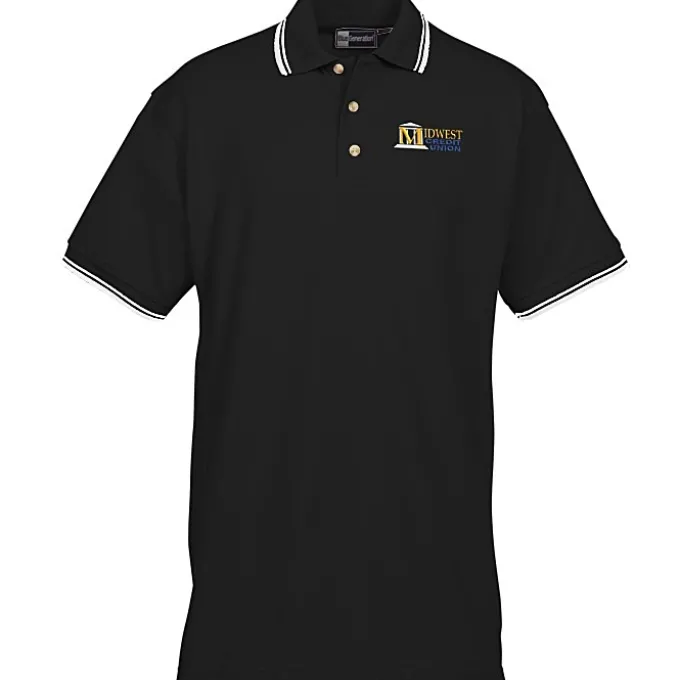 Stain Release Tipped Pique Polo - Men's
