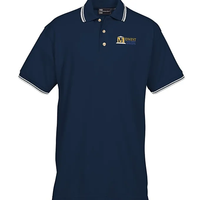 Stain Release Tipped Pique Polo - Men's