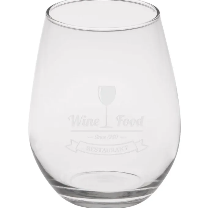 Stemless White Wine Glass - 12 oz - Deep Etch