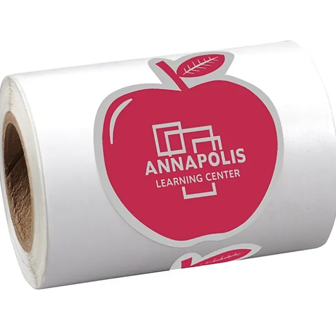 Sticker by the Roll - Apple - 1-5/8 inches x 2-1/16 inches