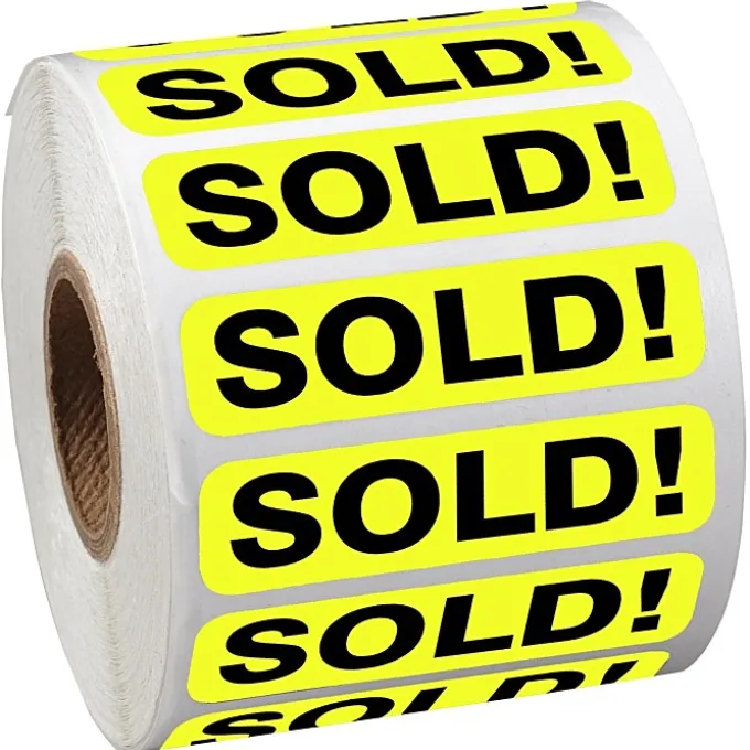 Sticker by the Roll - Rectangle - 1/2 inches x 2 inches