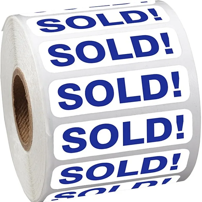 Sticker by the Roll - Rectangle - 1/2 inches x 2 inches