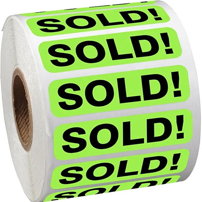 Sticker by the Roll - Rectangle - 1/2 inches x 2 inches