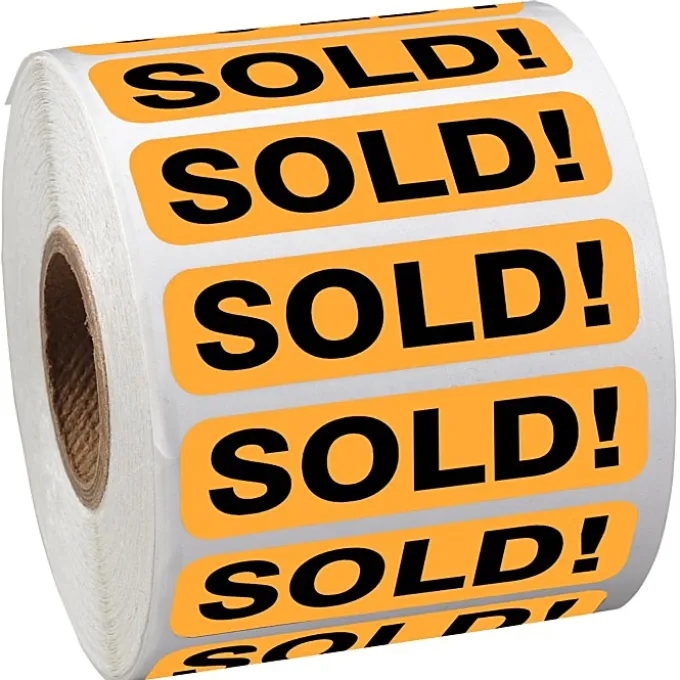 Sticker by the Roll - Rectangle - 1/2 inches x 2 inches