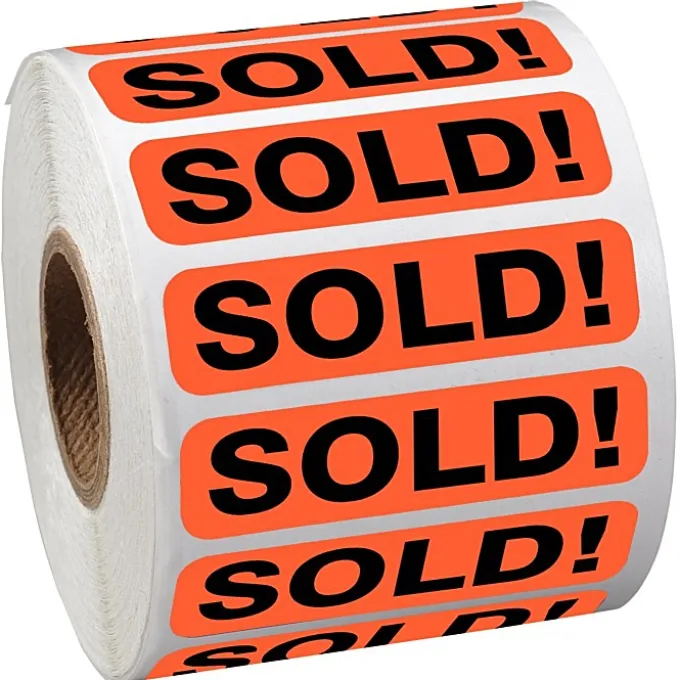 Sticker by the Roll - Rectangle - 1/2 inches x 2 inches