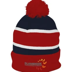 Striped Pom Pom Cuffed Beanie
