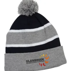 Striped Pom Pom Cuffed Beanie - 24 hr