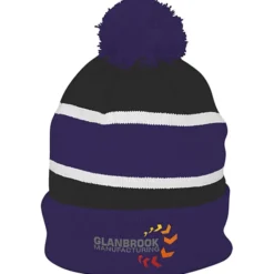 Striped Pom Pom Cuffed Beanie - 24 hr