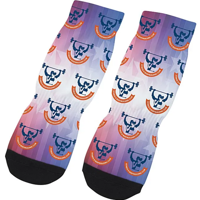 Sublimated Low-Cut Ankle Crew Socks - Ladies' - Full Color