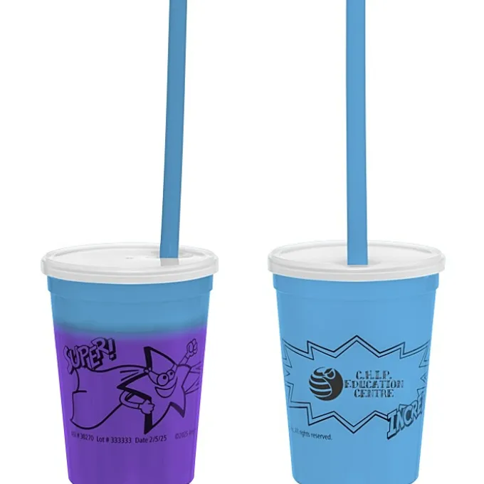 Super Kid Mood Stadium Cup with Straw - 12 oz - Superhero
