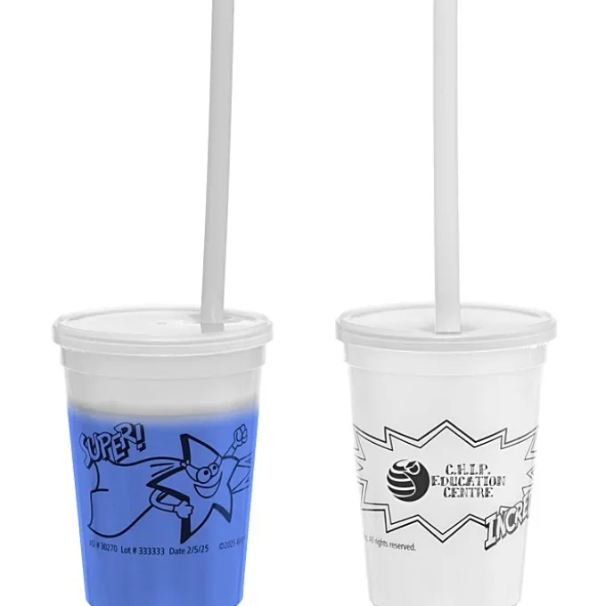 Super Kid Mood Stadium Cup with Straw - 12 oz - Superhero