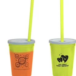 Super Kid Mood Stadium Cup with Straw - 12 oz - Smiley Faces