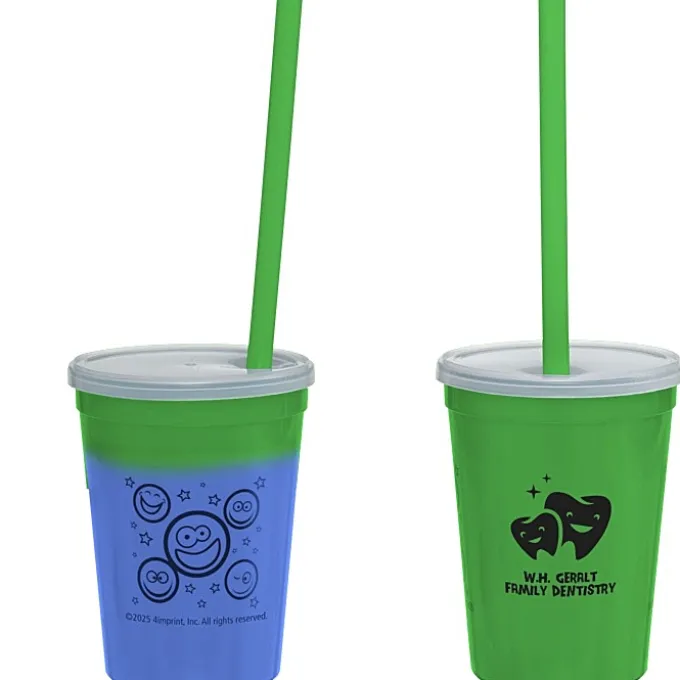 Super Kid Mood Stadium Cup with Straw - 12 oz - Smiley Faces