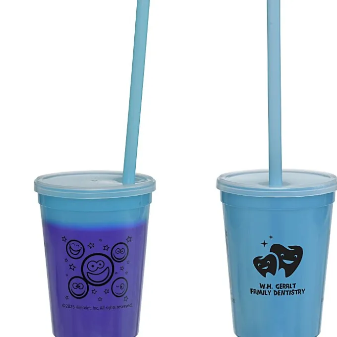 Super Kid Mood Stadium Cup with Straw - 12 oz - Smiley Faces