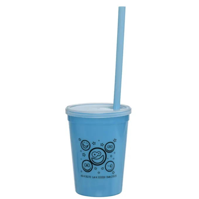 Super Kid Mood Stadium Cup with Straw - 12 oz - Smiley Faces