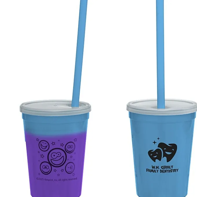 Super Kid Mood Stadium Cup with Straw - 12 oz - Smiley Faces