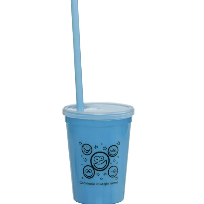 Super Kid Mood Stadium Cup with Straw - 12 oz - Smiley Faces