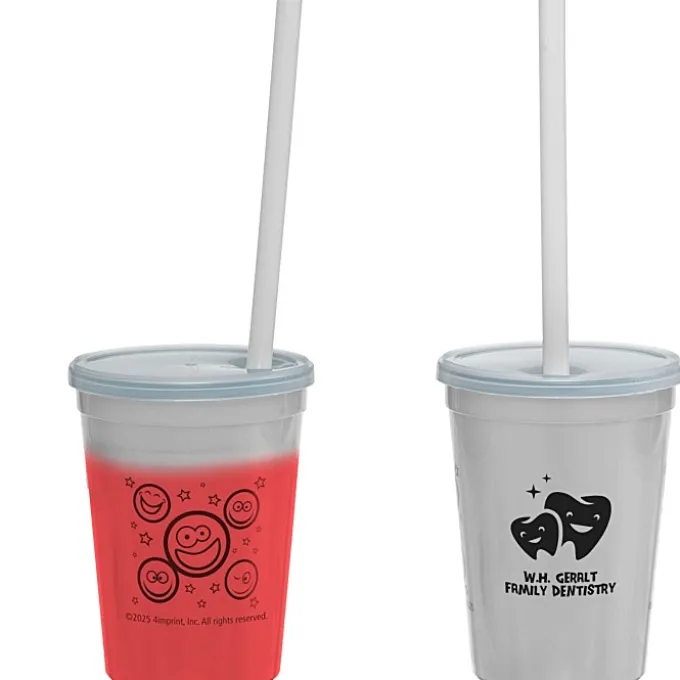 Super Kid Mood Stadium Cup with Straw - 12 oz - Smiley Faces
