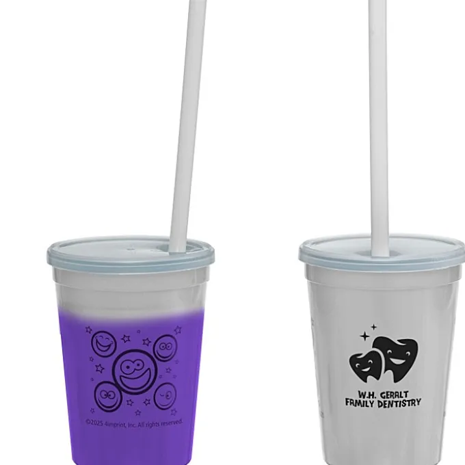 Super Kid Mood Stadium Cup with Straw - 12 oz - Smiley Faces