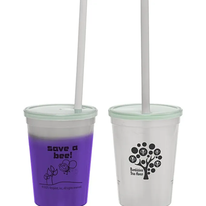 Super Kid Mood Stadium Cup with Straw - 12 oz - Go Green