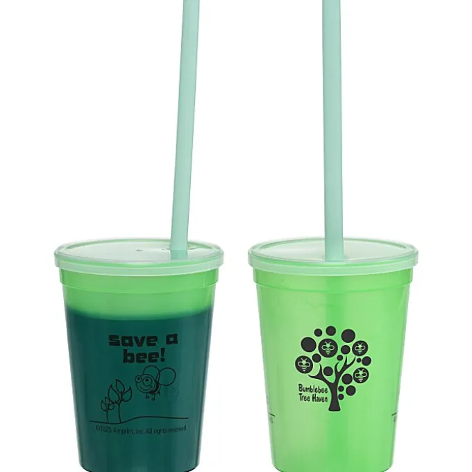 Super Kid Mood Stadium Cup with Straw - 12 oz - Go Green