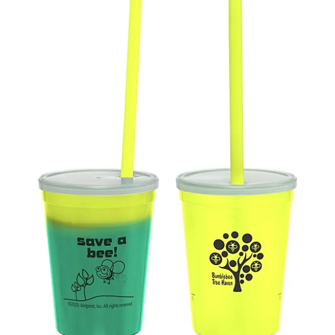 Super Kid Mood Stadium Cup with Straw - 12 oz - Go Green