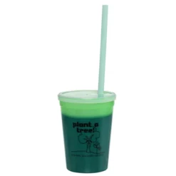 Super Kid Mood Stadium Cup with Straw - 12 oz - Go Green