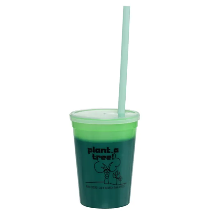 Super Kid Mood Stadium Cup with Straw - 12 oz - Go Green