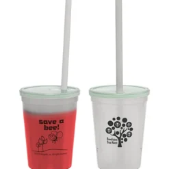 Super Kid Mood Stadium Cup with Straw - 12 oz - Go Green
