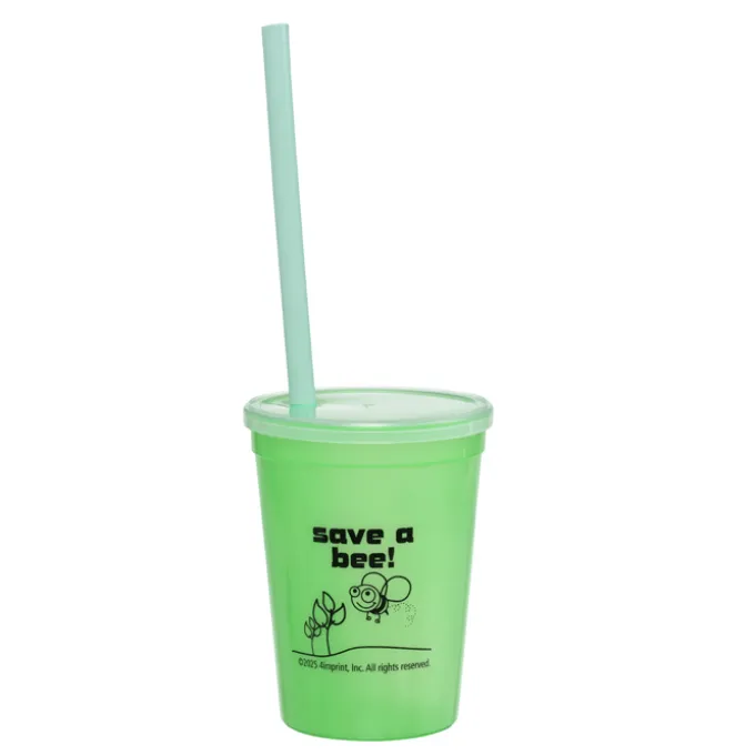 Super Kid Mood Stadium Cup with Straw - 12 oz - Go Green