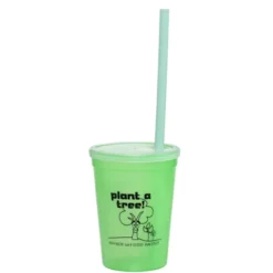 Super Kid Mood Stadium Cup with Straw - 12 oz - Go Green