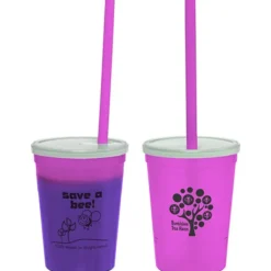 Super Kid Mood Stadium Cup with Straw - 12 oz - Go Green