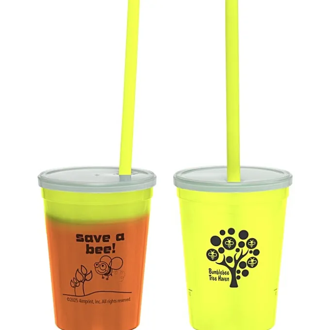 Super Kid Mood Stadium Cup with Straw - 12 oz - Go Green