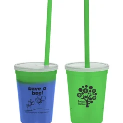 Super Kid Mood Stadium Cup with Straw - 12 oz - Go Green
