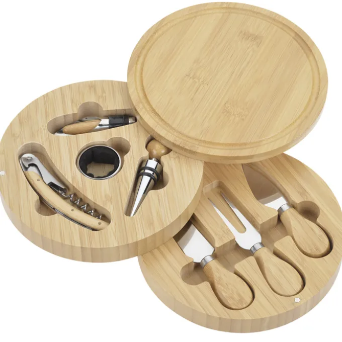 Swivel 8-Piece Bamboo Cheese & Wine Board Set