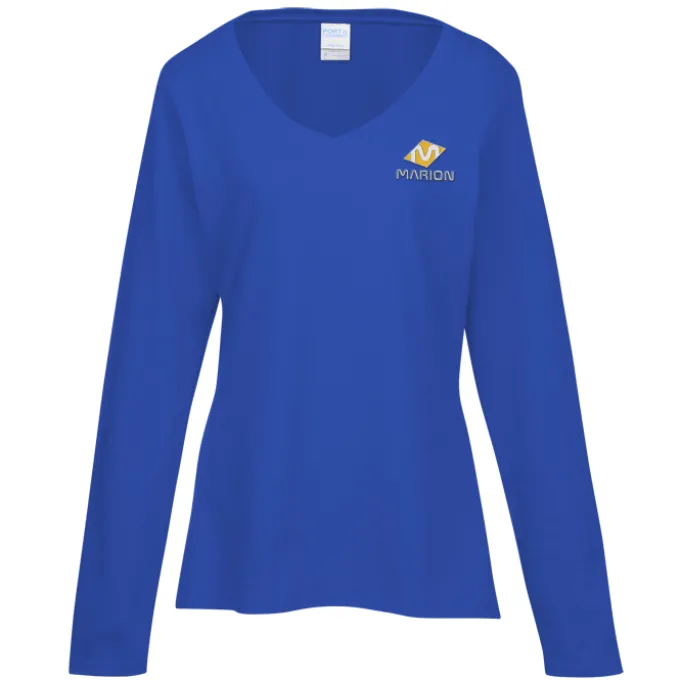 Team Favorite 4.5-oz V-Neck Long Sleeve T-Shirt - Ladies' - Embroidered