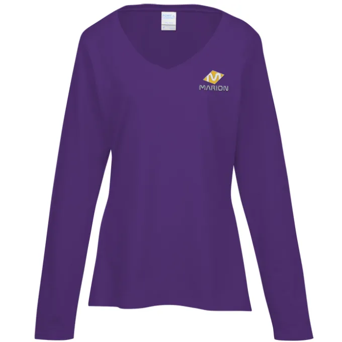 Team Favorite 4.5-oz V-Neck Long Sleeve T-Shirt - Ladies' - Embroidered