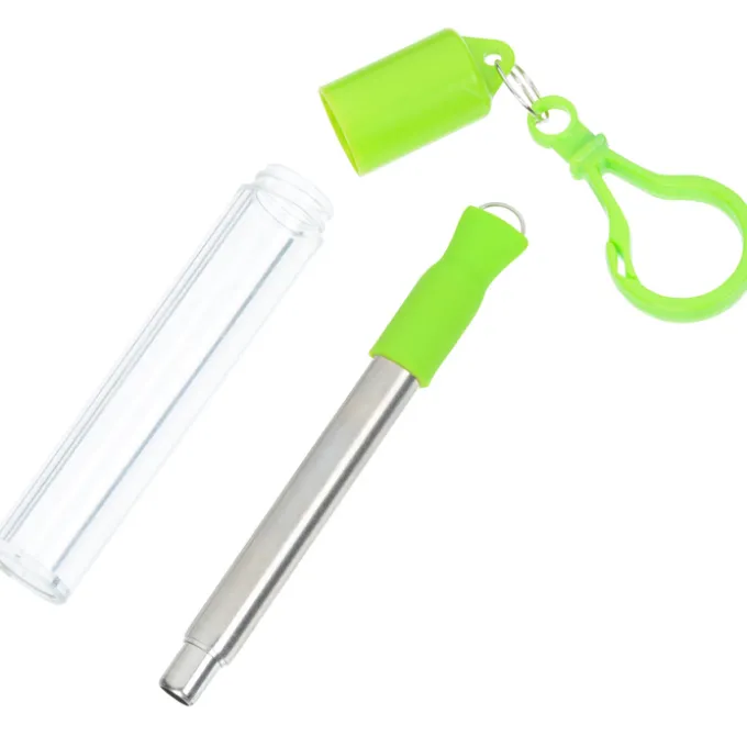 Telescopic Stainless Straw in Carabiner Case - Laser Engraved