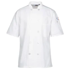 Ten Button Short Sleeve Chef Coat with Mesh Back - 24 hr