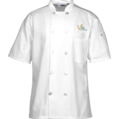 Ten Button Short Sleeve Chef Coat with Mesh Back - 24 hr