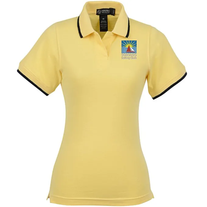 Tipped Combed Cotton Pique Polo - Ladies'