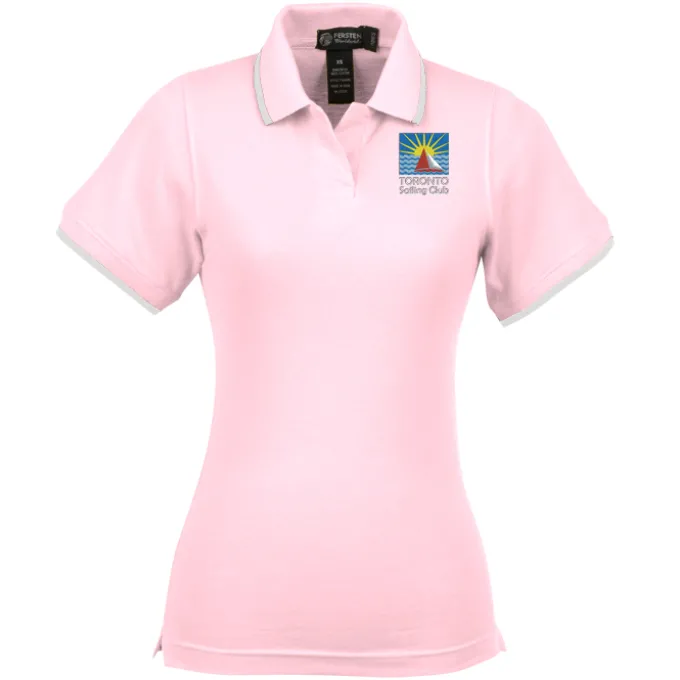 Tipped Combed Cotton Pique Polo - Ladies'