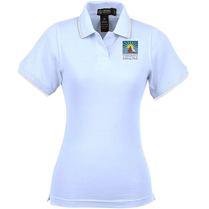 Tipped Combed Cotton Pique Polo - Ladies' - 24 hr