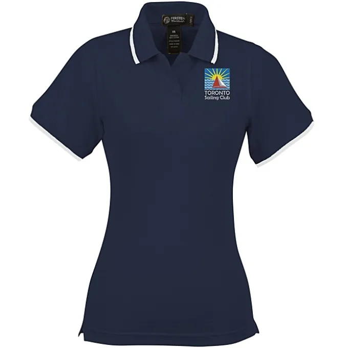 Tipped Combed Cotton Pique Polo - Ladies' - 24 hr